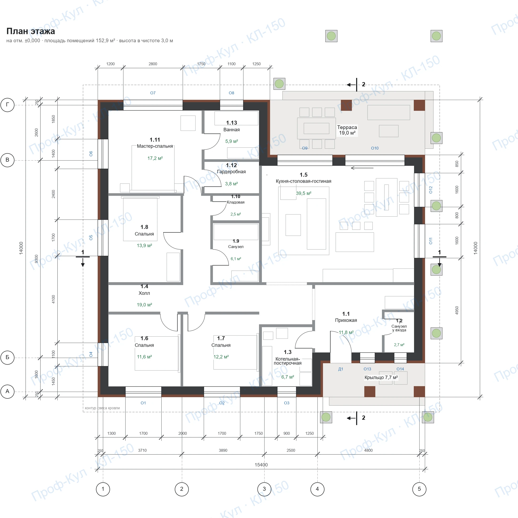 Проект дома «Проф Классик» 152,9 м² — План этажа