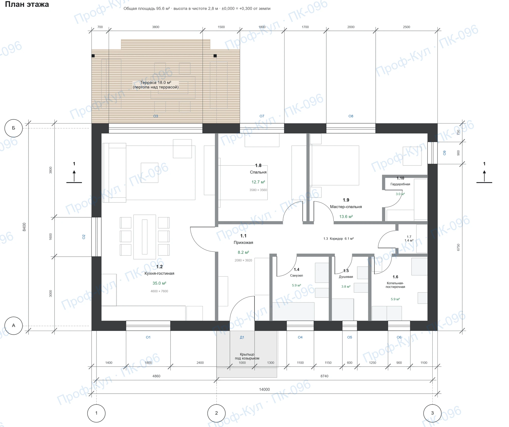 Проект дома «Проф Лайт» 95,6 м² — План этажа
