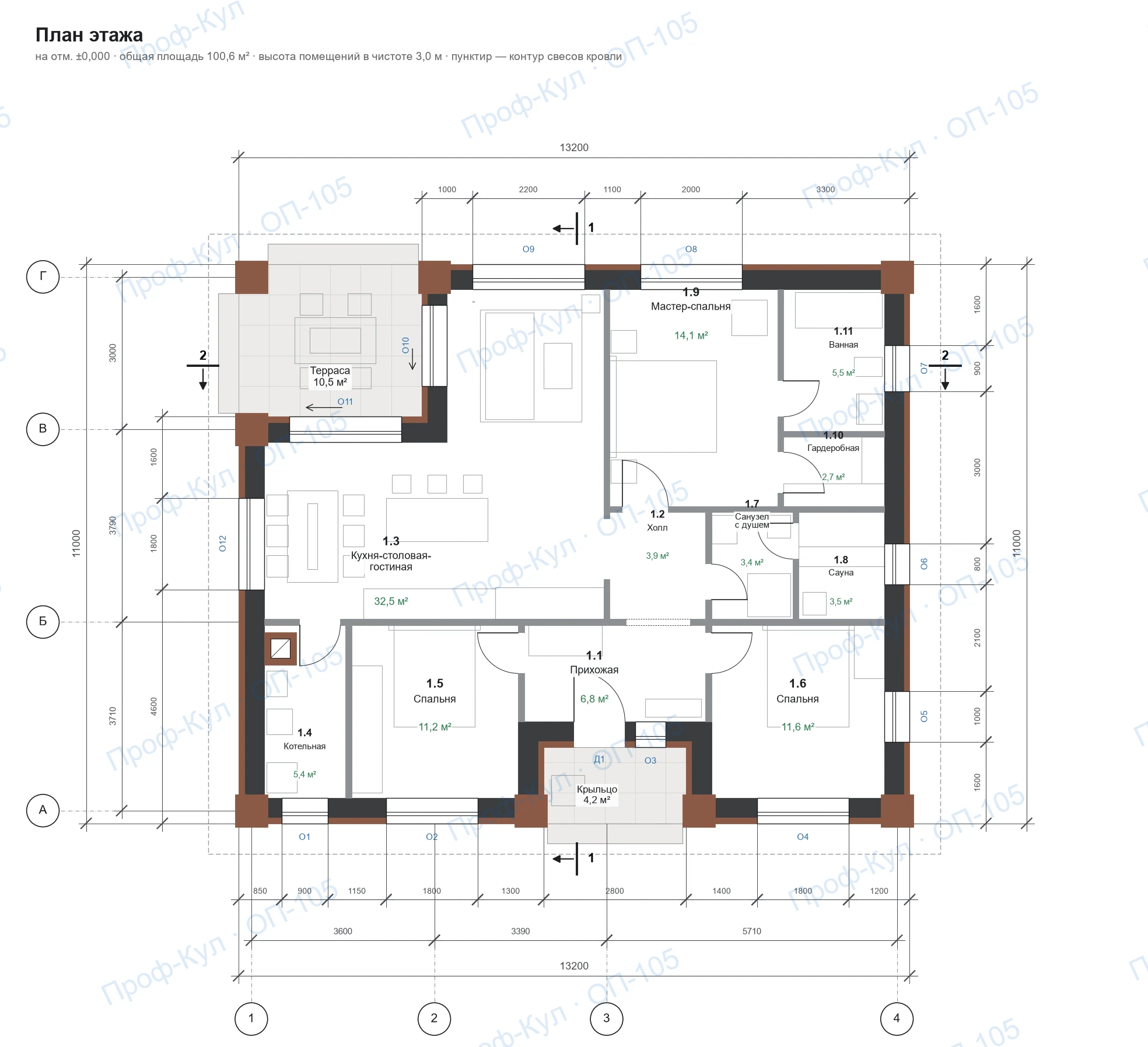 Проект дома «Проф Оптима» 100,6 м² — План этажа