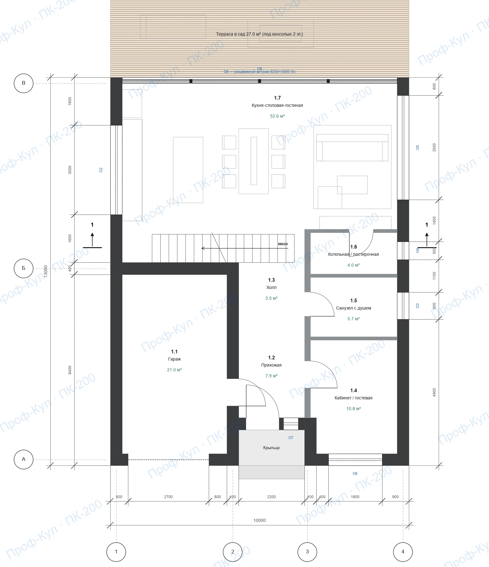 Проект дома «Проф Авангард» 199,7 м² — План 1 этажа