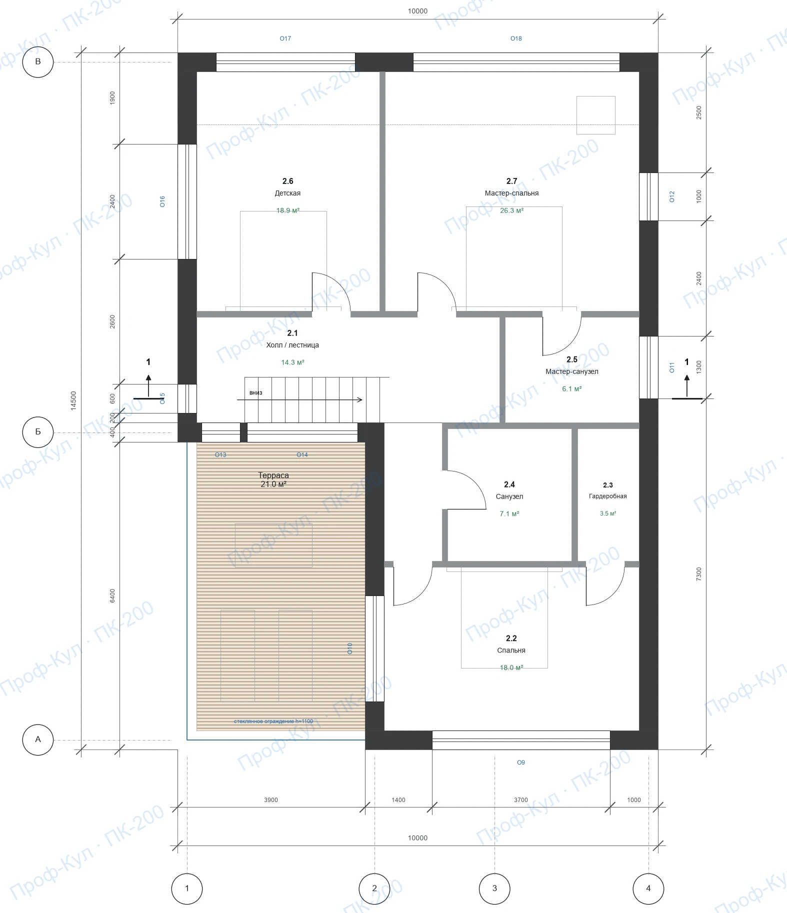Проект дома «Проф Авангард» 199,7 м² — План 2 этажа